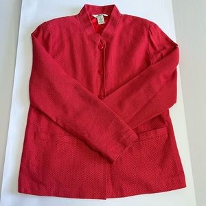 Orvis Blazer Jacket Buttons Size 14 Pink Shoulder Pads Textured Lined Career